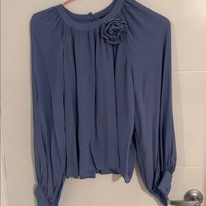 Ann Taylor Blue Textured Blouse